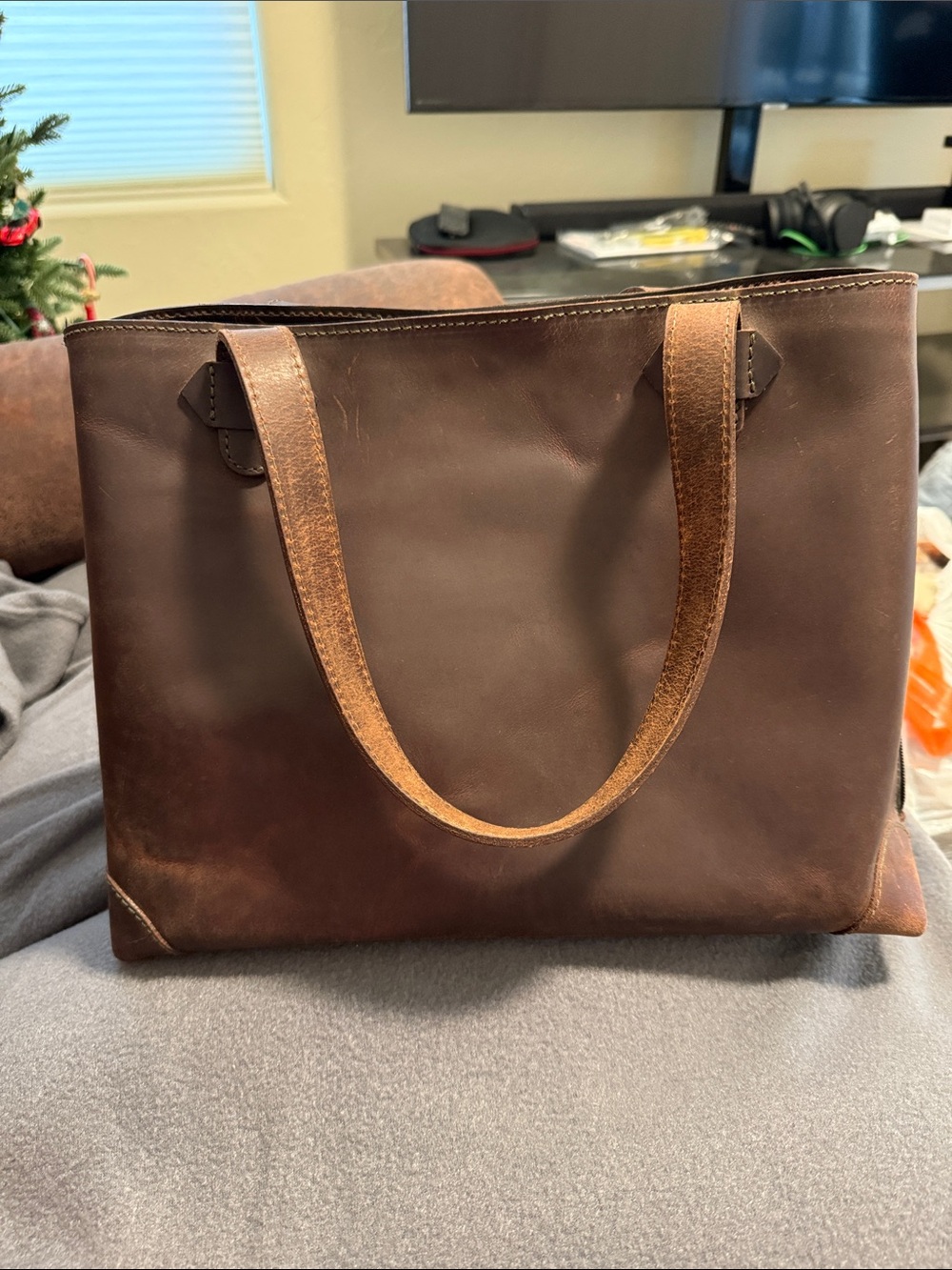 VersaCarry brand conceal carry Classic Brown Leather Tote Bag